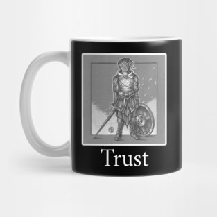 The Heart of the Soldier - Trust Quote - White Outlined Version Mug